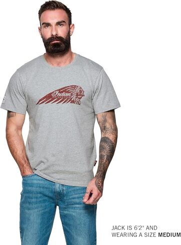 Indian Motorcycle Men's Distressed Headress Marl T-Shirt, Gray - 2865602 in Kuwait