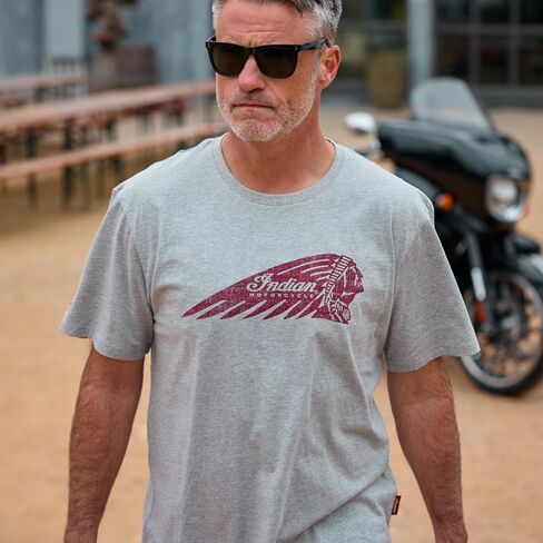 Indian Motorcycle Men's Distressed Headress Marl T-Shirt, Gray - 2865602 in Kuwait