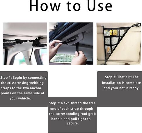 شبكة شحن سقف السيارة لسيارات الدفع الرباعي والشاحنات - منظم تخزين علوي مع 3 مقابض، رف سقف مزدوج الطبقة، يناسب Ford F150/Jeep/CRV/RAV4، أسود، ملحقات معدات التخييم ورحلات الطريق (1) in Kuwait