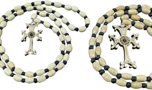 2 Armenian Handmade Wooden Cross Necklace, Eternity Symbol, Eco-friendly Christian Jewelry, Wood Cross Pendant, Religious Necklace, Faith Necklace in Kuwait