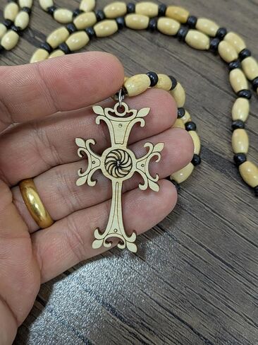 2 Armenian Handmade Wooden Cross Necklace, Eternity Symbol, Eco-friendly Christian Jewelry, Wood Cross Pendant, Religious Necklace, Faith Necklace in Kuwait