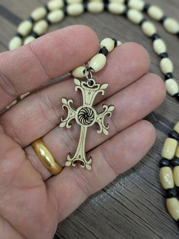 2 Armenian Handmade Wooden Cross Necklace, Eternity Symbol, Eco-friendly Christian Jewelry, Wood Cross Pendant, Religious Necklace, Faith Necklace in Kuwait