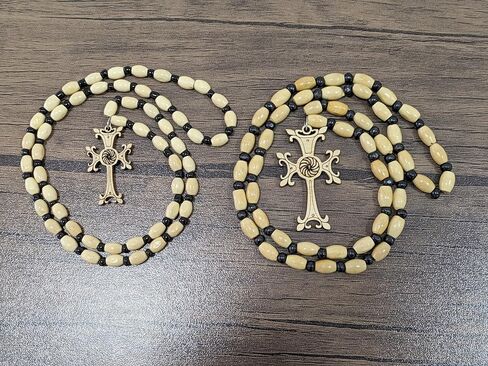 2 Armenian Handmade Wooden Cross Necklace, Eternity Symbol, Eco-friendly Christian Jewelry, Wood Cross Pendant, Religious Necklace, Faith Necklace in Kuwait