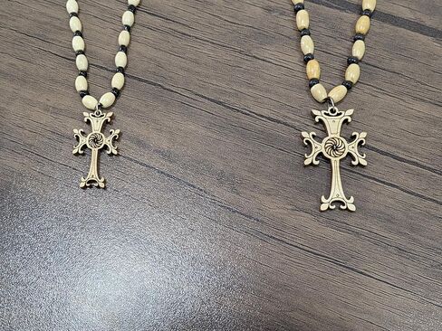 2 Armenian Handmade Wooden Cross Necklace, Eternity Symbol, Eco-friendly Christian Jewelry, Wood Cross Pendant, Religious Necklace, Faith Necklace in Kuwait