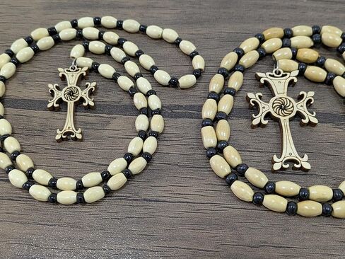 2 Armenian Handmade Wooden Cross Necklace, Eternity Symbol, Eco-friendly Christian Jewelry, Wood Cross Pendant, Religious Necklace, Faith Necklace in Kuwait