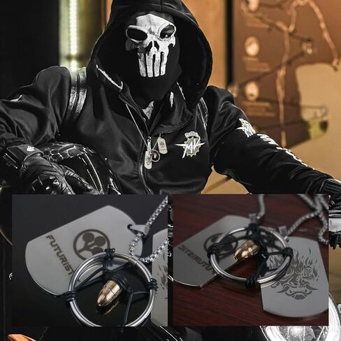 قلادة على شكل رصاصة فاسق مع علامة كلب معدنية على شكل قلادة على شكل فاسق وإكسسوارات أزياء تنكرية وهدايا ميرش الشريرة in Kuwait