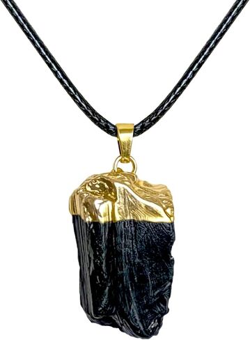 Black Tourmaline Necklace, Natural Stone Necklace with Adjustable Wax Cord, Unisex Black and Jewelry Inspirational Gifts for Women Men in Saudi Arabia
