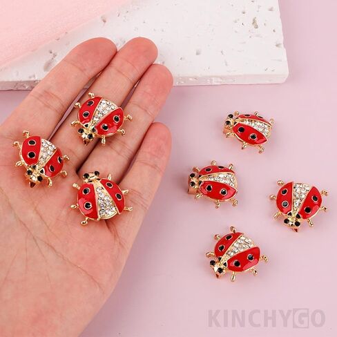 10 Pack Ladybug Brooch Pin Rhinestone Metal Enamel Animal Insect Lapel Badges for Women Men Shirt Dress Coat Decoration Party in Kuwait