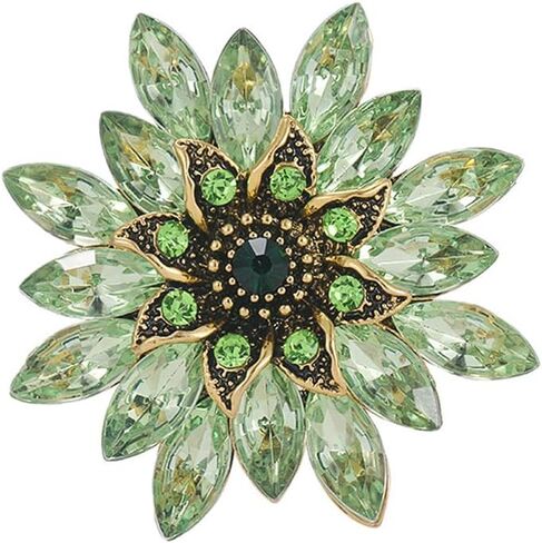 Large Crystal Flower Brooch Pin for Women, Green Rhinestone Floral Lapel Jewelry for Dress Suit Hat Bag, Elegant Dance Party Banquet Accessory, Unique Anniversary Birthday Present in Kuwait