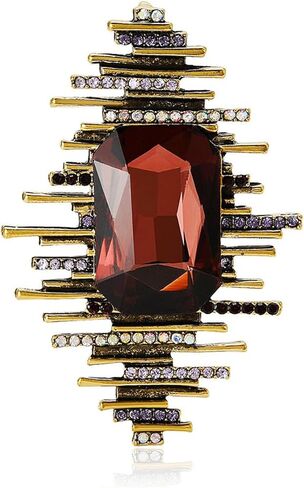 Vintage Rhinestone Brooch Pin for Women Gold-Toned Baroque Rectangle Crystal Boho Illusion Geometric Brooches Lapel Pins Suit Dress Accessories Art Deco Elegant Wedding Banquet Ornament Jewelry in Saudi Arabia