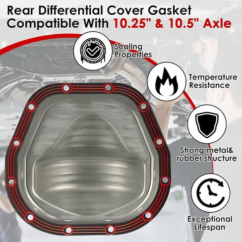 حشية غطاء 10.25 و10.5 متوافقة مع محور Ford Sterling 10.25 و10.5 وLLR-F105، قلب فولاذي مع حشية تفاضلية خلفية مطلية بالمطاط، مقاومة للتسرب، قابلة لإعادة الاستخدام، سهلة التركيب in Saudi Arabia