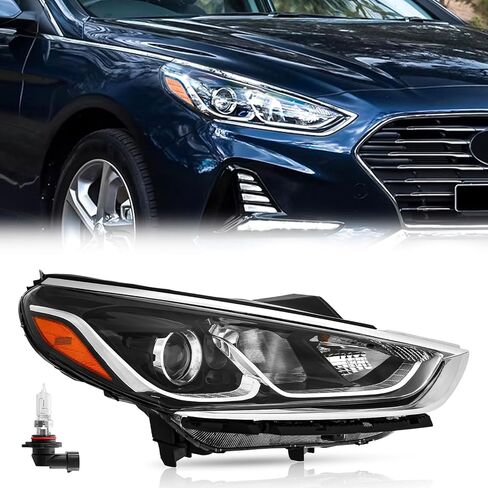 TODO Headlight Assembly Compatible with Hyundai Sonata 2018 2019, Halogen w/Bulbs, Right Passenger Side (92101-C2500) in Saudi Arabia