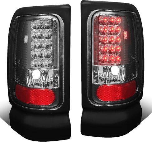 Auto Dynasty Full LED Tail Lights Assembly Compatible with 1994-2002 Dodge Ram 1500 2500 3500 Rear Brake Lamps Driver and Passenger Side, Chrome Housing Red Lens in Kuwait