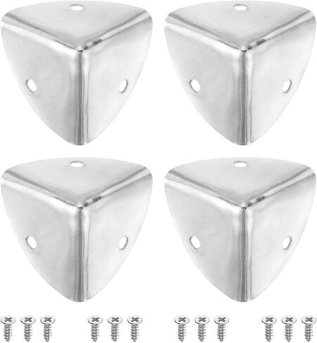 uxcell 8 Pcs Decorative Box Corner Cover, 23mm Metal Edge Guard, Furniture Corner Edges Protector with Screws, Silver in Saudi Arabia