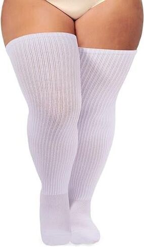 Over Knee Plus Size Compression Stockings 1 Pair Athletic Socks for Sports & Daily Leg（White） in Saudi Arabia