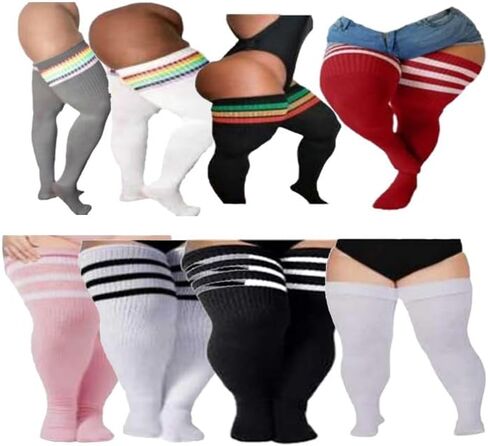 Over Knee Plus Size Compression Stockings 1 Pair Athletic Socks for Sports & Daily Leg（White） in Saudi Arabia