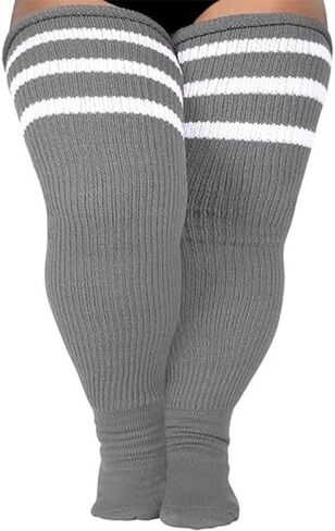 Over Knee Plus Size Compression Stockings 1 Pair Athletic Socks for Sports & Daily Leg（White） in Saudi Arabia