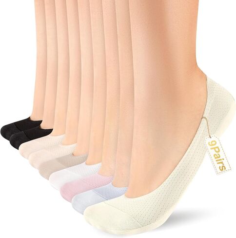eallco 9 Pairs No Show Socks Womens Low Cut Thin Non Slip Footies Invisible Liner Socks for Flats Loafers Sneakers in Kuwait