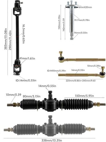 Steering Wheel Assembly with Tie Rod Rack Adjustable Shaft Kit fit for 110cc 125cc Go Kart Bike in Kuwait