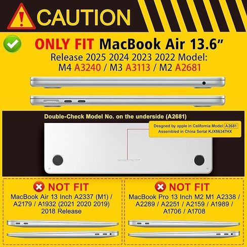 حافظة RuiHe.C صلبة لجهاز MacBook Air 13.6 بوصة M2/M3/M4 إصدار 2022-2025 (A2681، A3113، A3240)، غطاء بلاستيكي مطبوع مع واقي لوحة المفاتيح وواقي شاشة - Ocean in Kuwait