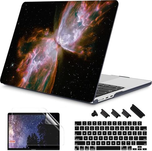 حافظة RuiHe.C صلبة لجهاز MacBook Air 13.6 بوصة M2/M3/M4 إصدار 2022-2025 (A2681، A3113، A3240)، غطاء بلاستيكي مطبوع مع واقي لوحة المفاتيح وواقي شاشة - Ocean in Kuwait