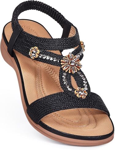 Dressy Flat Women Sandals - Comfortable Walking Arch Support Summer Casual Boho Sandal for Womens Shoes in Saudi Arabia