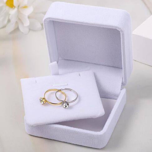 2 Pcs Classic Velvet Necklace Pendant Box for Jewelry Gift, Premium Small Velvet Jewelry Display Jewellry Packaging Storage Case, Wedding Engagement Birthday Anniversary Box (White) in Kuwait