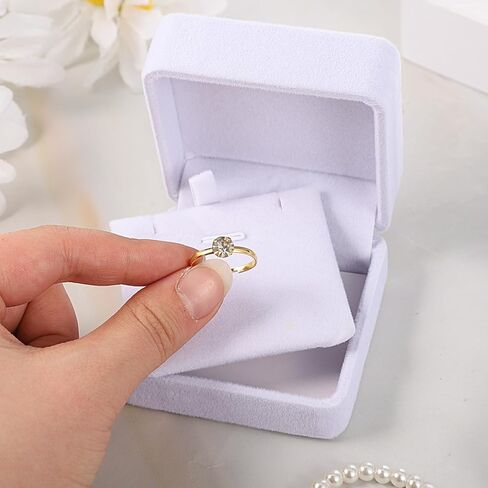 2 Pcs Classic Velvet Necklace Pendant Box for Jewelry Gift, Premium Small Velvet Jewelry Display Jewellry Packaging Storage Case, Wedding Engagement Birthday Anniversary Box (White) in Kuwait