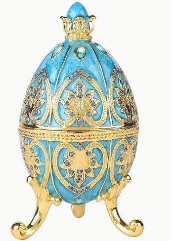 Sky Blue Easter Egg Style Decorative Trinket Box Hinged Unique Gift for Family in Saudi Arabia