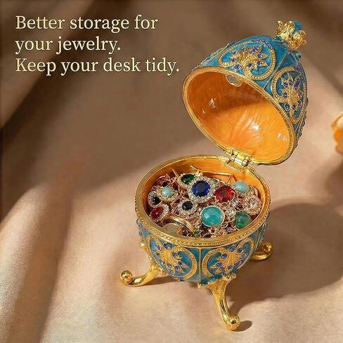 Sky Blue Easter Egg Style Decorative Trinket Box Hinged Unique Gift for Family in Saudi Arabia