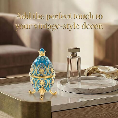 Sky Blue Easter Egg Style Decorative Trinket Box Hinged Unique Gift for Family in Saudi Arabia