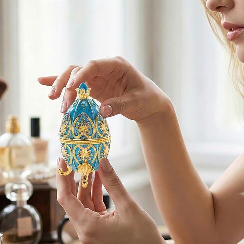 Sky Blue Easter Egg Style Decorative Trinket Box Hinged Unique Gift for Family in Saudi Arabia