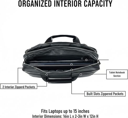 15.6 16 Inch Laptop Briefcase for Men and Women, Lightweight Durable Work Bag with Shoulder Strap, Padded Compartment in Kuwait