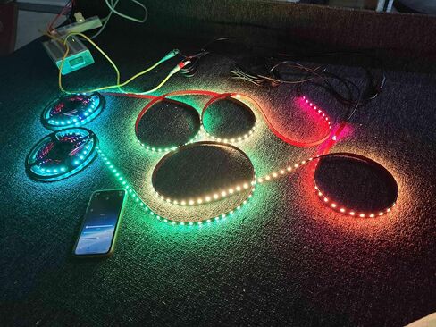 2PCS 16.5FT (5M) RGB Dream Color Chasing LED Light Strips - Smoked Tinted Full Black Out PCB, Breath/Strobe Modes, Bluetooth Remote + Music Voice Control, Polaris Slingshot Lights in Saudi Arabia