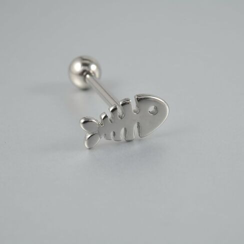 14G Stainless Steel Fishbone Tongue Rings for Women Cute Silver Little Fish Tongue Barbell Studs Tongue Cartilage Piercing Jewelry in Kuwait