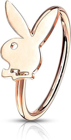 Bendable Hoop with Playboy Bunny Top - Cartilage & Nose 20ga Sold Each in Kuwait