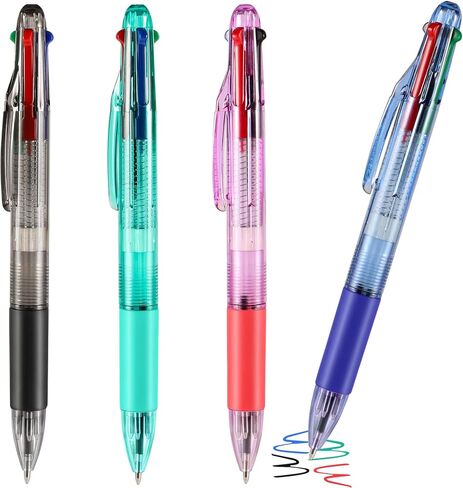 4 قطع من القلم الأساسي متعدد الألوان في قلم حبر جاف واحد قابل للسحب بأربعة ألوان 0.7 مم، أقلام مكوكية ناعمة للبالغين والطلاب والممرضات والمعلمين وحفلات الهدايا وحقائب الهدايا وجوائز الكرنفال (4) in Kuwait