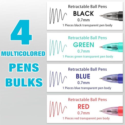 4 قطع من القلم الأساسي متعدد الألوان في قلم حبر جاف واحد قابل للسحب بأربعة ألوان 0.7 مم، أقلام مكوكية ناعمة للبالغين والطلاب والممرضات والمعلمين وحفلات الهدايا وحقائب الهدايا وجوائز الكرنفال (4) in Kuwait