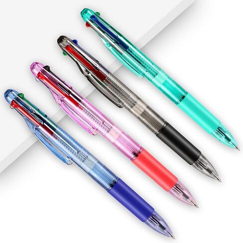 4 قطع من القلم الأساسي متعدد الألوان في قلم حبر جاف واحد قابل للسحب بأربعة ألوان 0.7 مم، أقلام مكوكية ناعمة للبالغين والطلاب والممرضات والمعلمين وحفلات الهدايا وحقائب الهدايا وجوائز الكرنفال (4) in Kuwait