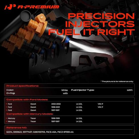 A-Premium Fuel Injectors Compatible with Ford Escort 1997-2002 & Mercury Tracer 1997-1999 2.0L, Gas, Set of 4, Replace# 0280155705 in Saudi Arabia