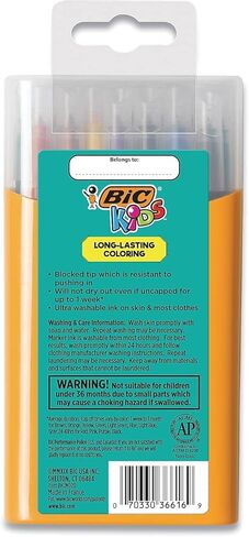 BIC Kids Markers, Ultra Washable, Durable Case, Long-Lasting, Bullet Tip (2.8mm), Assorted Colors, 20-Pack in Saudi Arabia