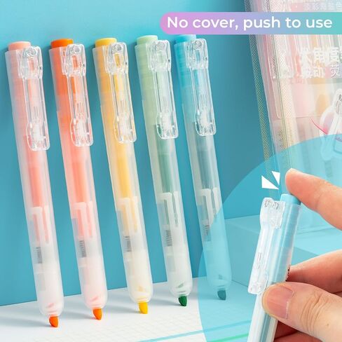 M&G Retractable Highlighters, 5 Pack Pastel Chisel Tip Highlighter Pens, No-Bleed Quick-Dry Marker Set in Assorted Colors, Cute Aesthetic Study Supplies & Accessories for Journaling, Bible, School in Saudi Arabia