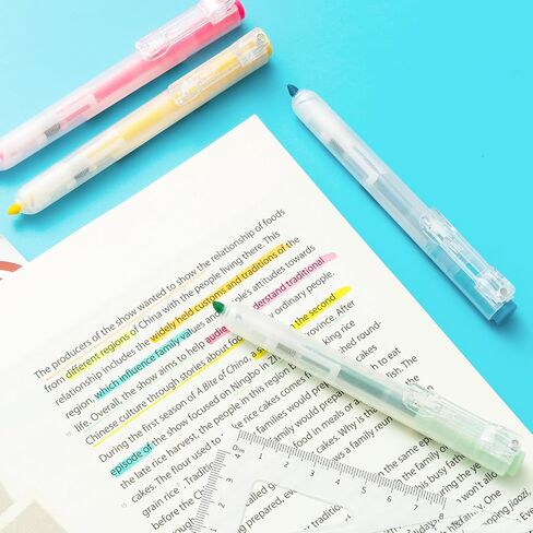 M&G Retractable Highlighters, 5 Pack Pastel Chisel Tip Highlighter Pens, No-Bleed Quick-Dry Marker Set in Assorted Colors, Cute Aesthetic Study Supplies & Accessories for Journaling, Bible, School in Saudi Arabia