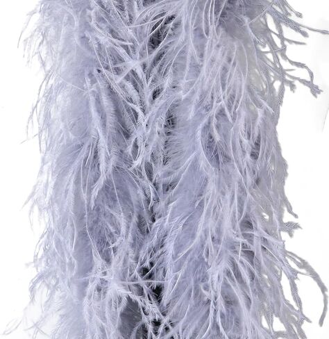 ECYC Ltd 1.1 ياردة من ريش النعام، 4 طبقات من ريش النعام الطبيعي من ريش النعام الناعم المنفوش لإكسسوارات الأزياء التنكرية، ديكور المنزل وحفلات الزفاف، زخرفة الخياطة، مشروع الحرف اليدوية in Kuwait