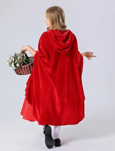 Princess Little Red Riding Hood Costume for Girls Halloween Dress Up Birthday Party Outfits with Cape for 5T-12 in Saudi Arabia