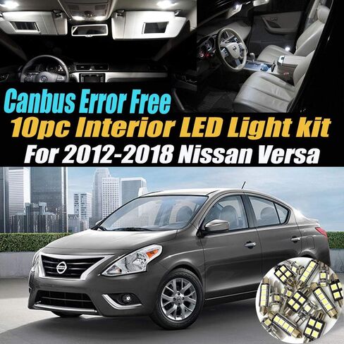 10Pc Canbus Error Free Super White 6000K Car Interior LED Light Kit Compatible for 2012-2018 Nissan Versa Equipped w/Advanced Computer system in Kuwait