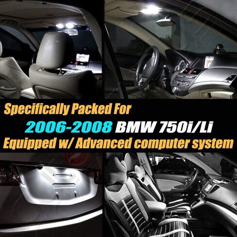 16Pc Canbus Error Free Super White 6000K Car Interior LED Light Kit Compatible with 2006-2008 BMW 750i/750Li Equipped w/Advanced Computer system in Kuwait