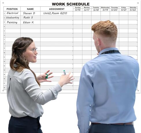 Large Work Schedule Board for Wall,24x36 Inch Reusable Week Employee Scheduling White Board,Job Planning Whiteboard Dry Erase Weekly Work Calendar for Property Hospital School & Restaurant in Kuwait