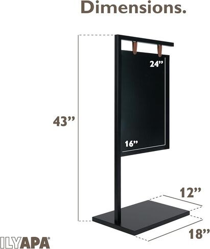 Ilyapa Metal Double Sided Swinging Chalkboard Sign - 18x43 in, Black Magnetic Sidewalk Sign - A Frame Chalkboard Alternative Menu Board for Restaurant in Saudi Arabia