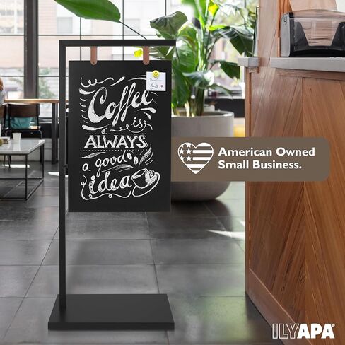 Ilyapa Metal Double Sided Swinging Chalkboard Sign - 18x43 in, Black Magnetic Sidewalk Sign - A Frame Chalkboard Alternative Menu Board for Restaurant in Saudi Arabia
